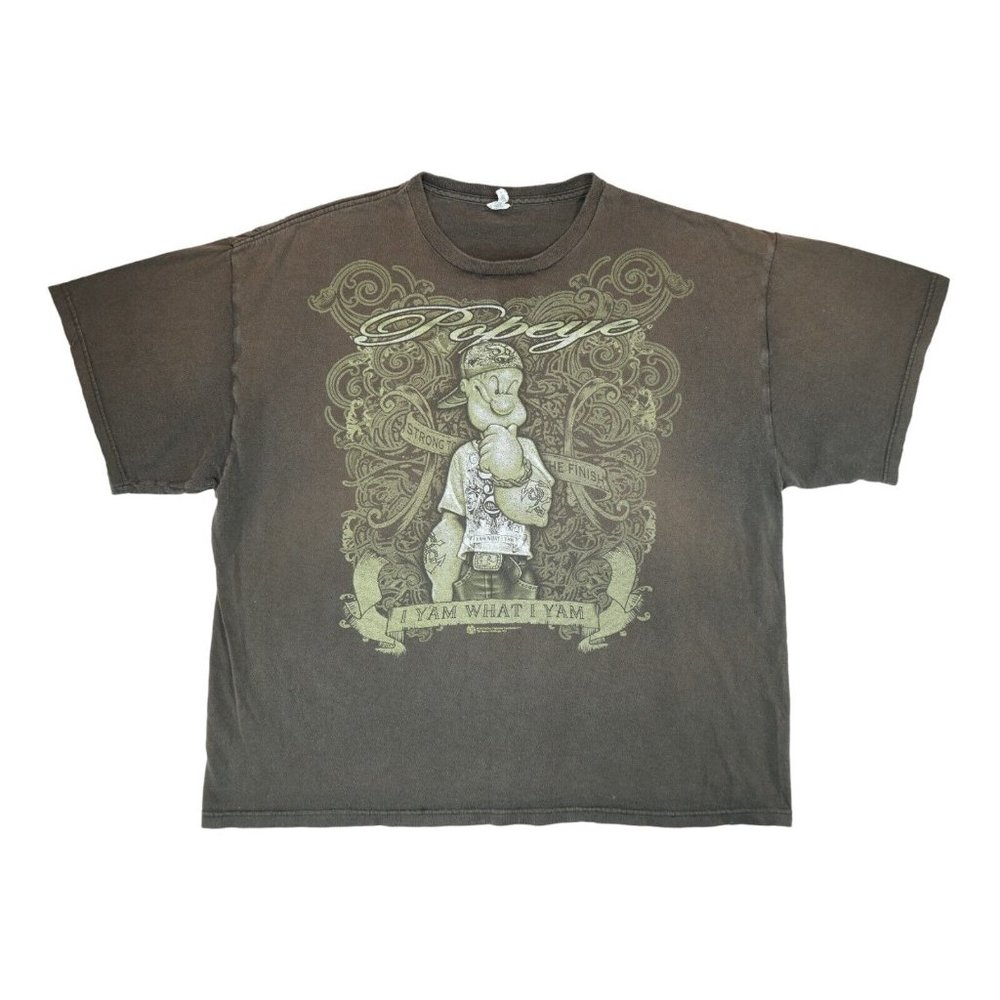 Delta Pro Weight Popeye Print T-Shirt Men's 2XL‎ "I Yam What I Yam" ~ Brown